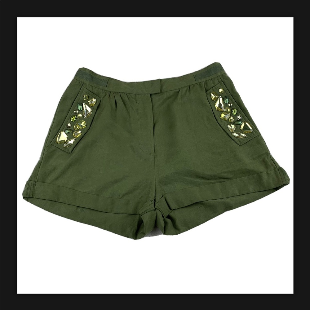 H&M Conscious Collection Green Studded Shorts